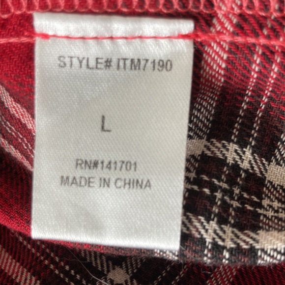 1.4.3 Story Oversized Red Plaid Distressed Button Up - Picture 8 of 9